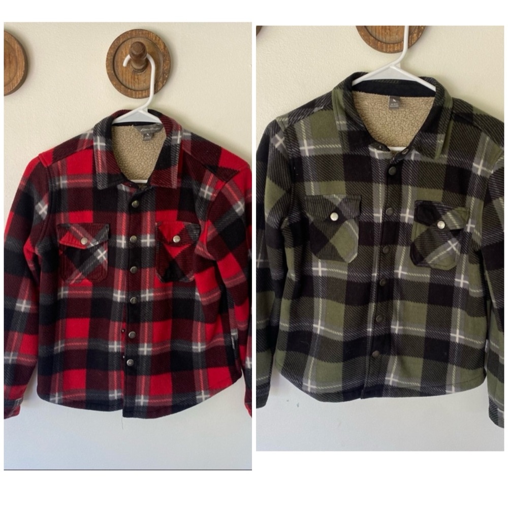 Eddie Bauer Green and Black Plaid & red and black Kids Jackets two set